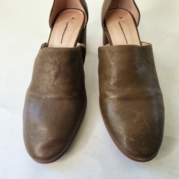 Anthropologie Olive Green D'Orsay Booties EU 39 US 8-8.5 Block Heel Mules - Picture 3 of 9